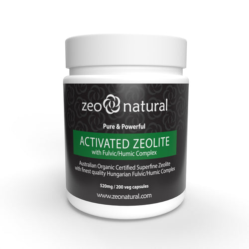activated zeolite (clinoptilolite) + fulvic/humic acid capsules 1 jar: 200 x 520 mg veg capsules